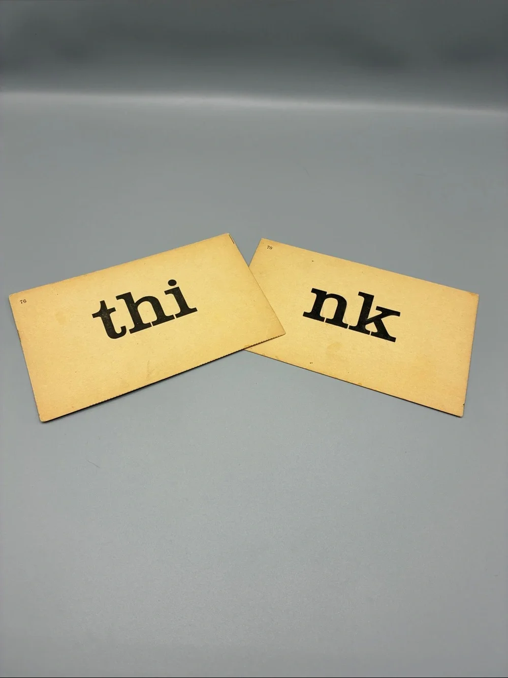 Vintage Antique flash cards 'think' Wall Art Cards - Beige and Black